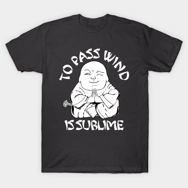 Tooting Buddah (White Text) T-Shirt by strangemenagerie